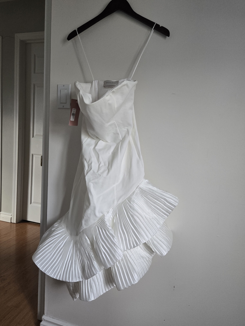 BHLDN White Asymmetrical Flamenco-inspired Midi Dress